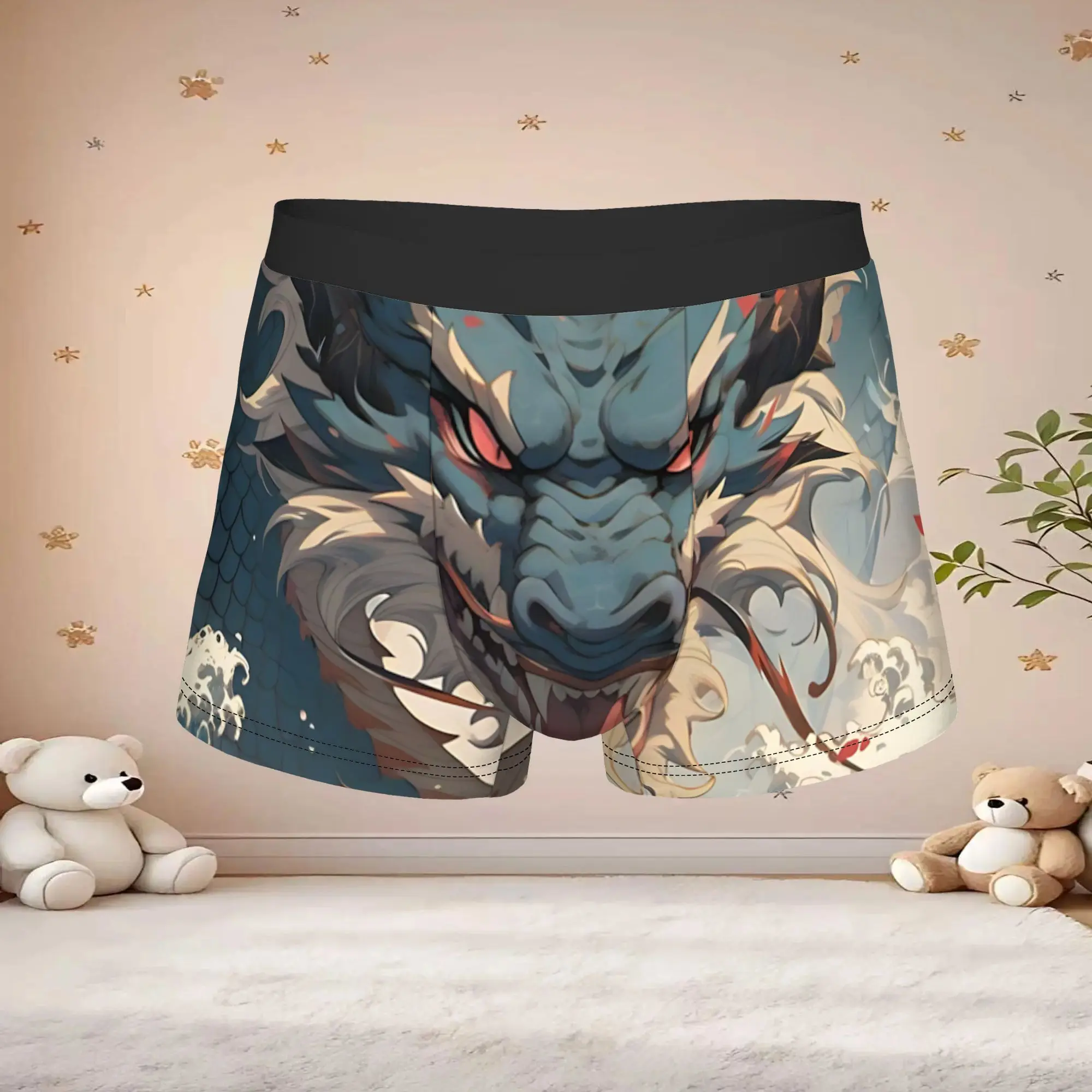 1pc Popular Japanese Wave Mountain Dragon Print boxers  adults  Breathbale Panties Men's Underwear Print Shorts Boxer Briefs