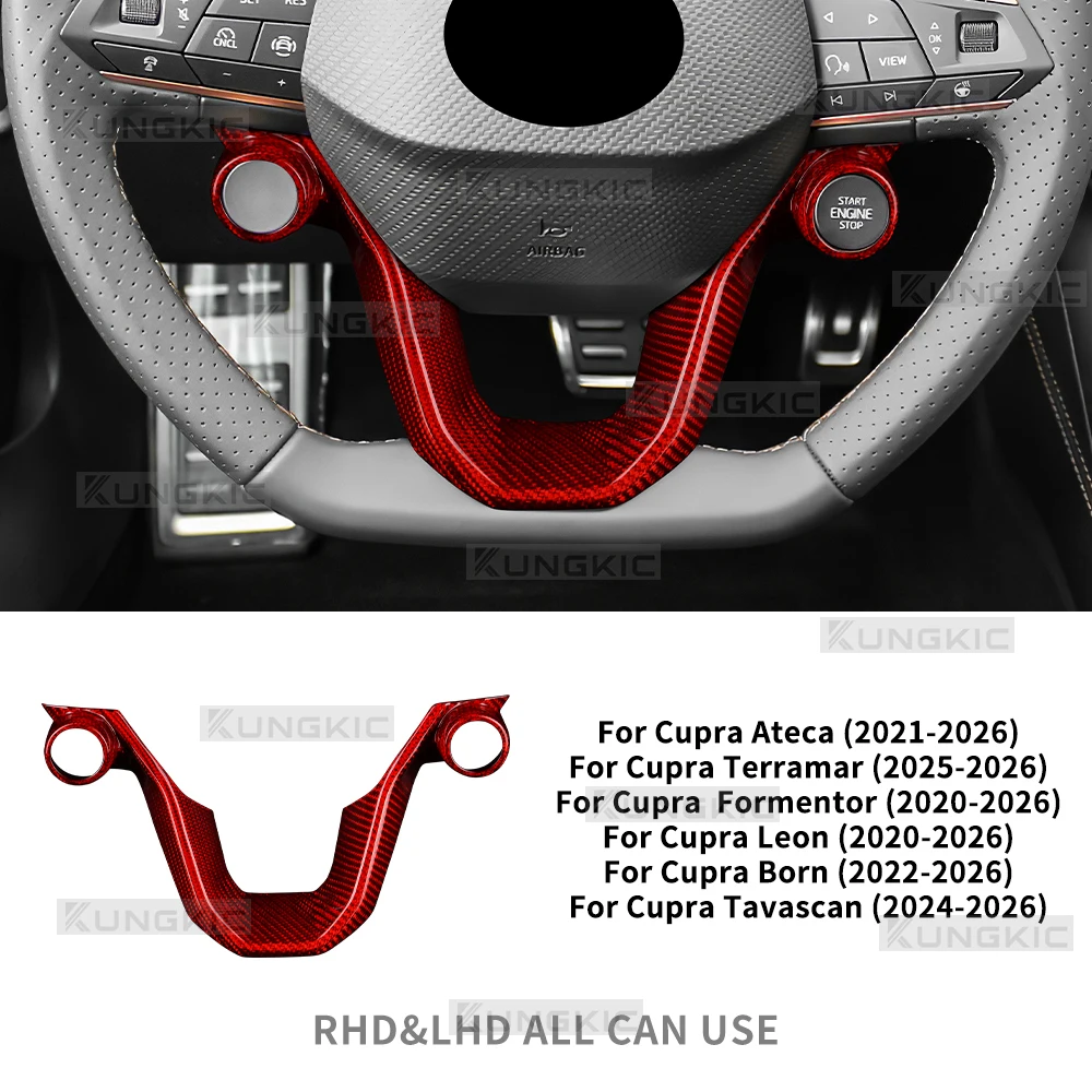 Real Dry Carbon Fiber Trim Voor Seat Cupra Formentor/Cupra Leon (2020 2021 2022 2023 2024 2025 2026),Cupra Ateca (2021-2026),For Cupra Terramar (2025-2026) Auto Stuurwiel Frame Decor