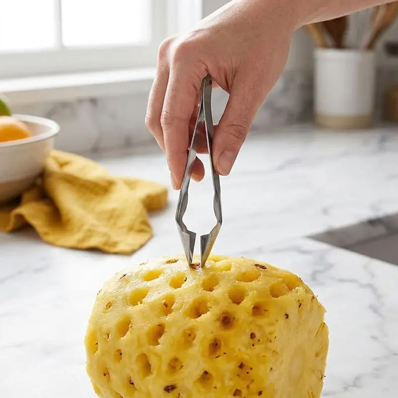 Pelador de Piña de Acero Inoxidable, Pelador de Frutas Multifuncional, Cortador de Frutas y Verduras, Herramienta de Cocina, Pinza para Rebanar Piña