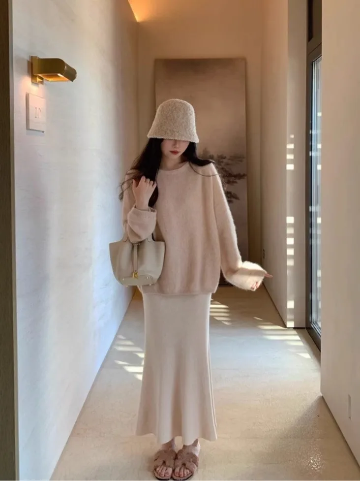 Outlet Store laine tricoté Fi queue f jupe femmes automne hiver taille haute coupe ajustée moulante longue jupe trajet Sle