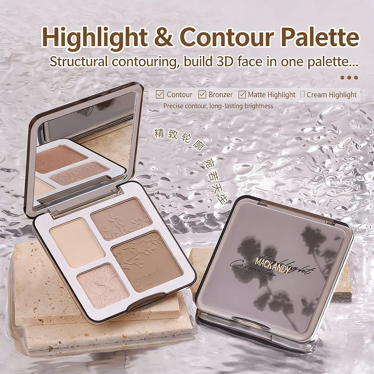 Natürliche stereoskopische Gesichtspuder-Palette, matt, Bronzer, Konturschattierung, multifunktionaler Textmarker, kosmetisches Rouge, Geschenk