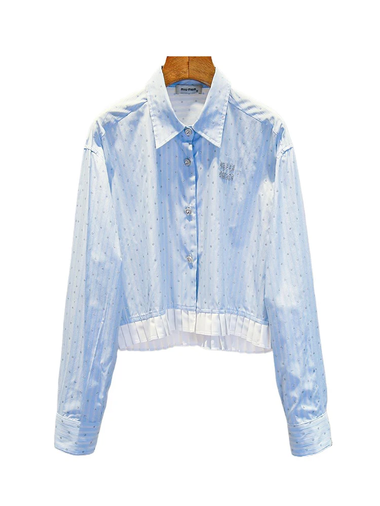 

Sweet Heavy-Du ort irt Top with Rhinestones in Small Fraance Sle for Autumn High-End Women's Clothing by Nu