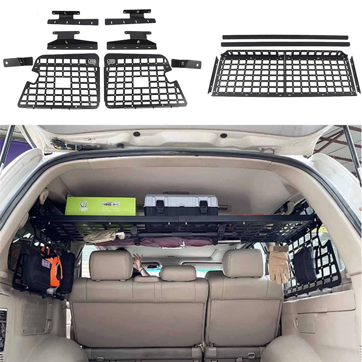 

For Toyota Land Cruiser J100 1999-2007 Modular Storage Panel Shelf Modification Rear Trunk Debris Rack Molle Panel