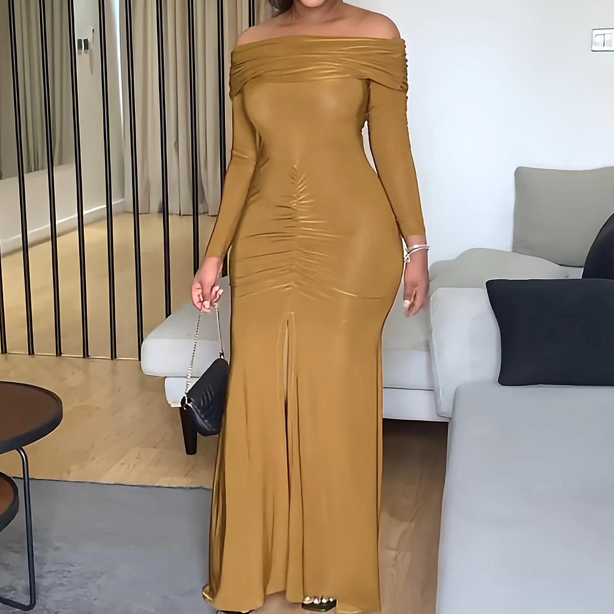 

Sexy Dress Women Off Shoulder Long Dresses Bodycon Hip Wrap Party Prom Slash Neck Night Sheath Evening Splice Vestidos 2024