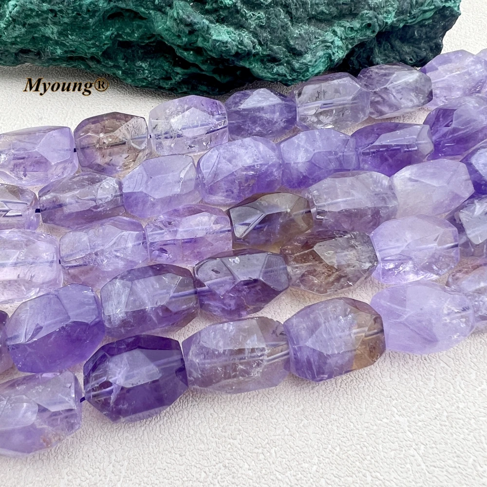 Large Faceted Natural Purple Crystal Amethysts Ametrines Cutting Nugget Focus Beads For DIY Jewelry Making MY231078