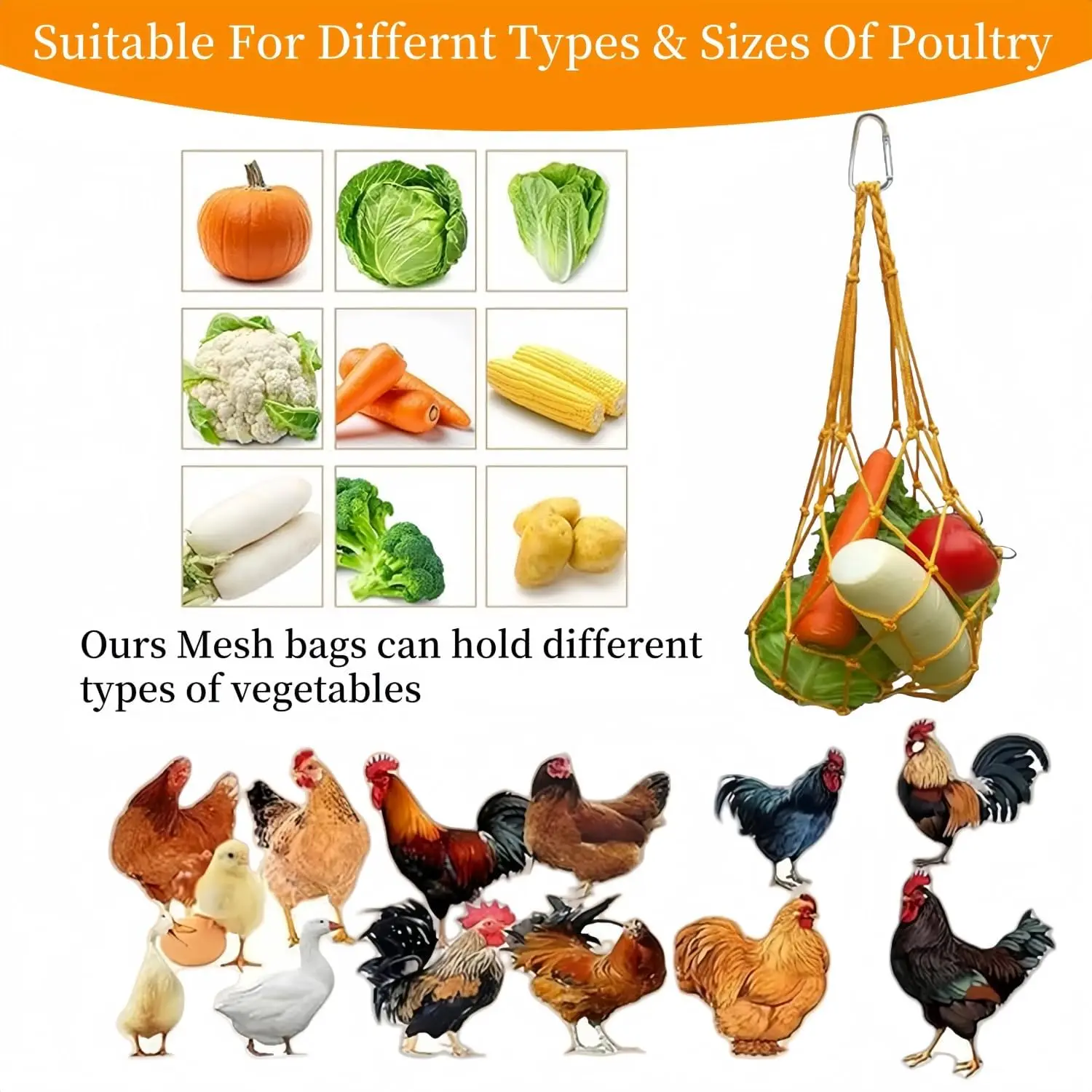 1 قطعة/3 قطعة حقيبة تغذية الدجاج بلون عشوائي ، وحدة تغذية الدجاج المعلقة من النايلون ، أداة تغذية الحيوانات الأليفة للدجاج والأوز والبط والأغنام