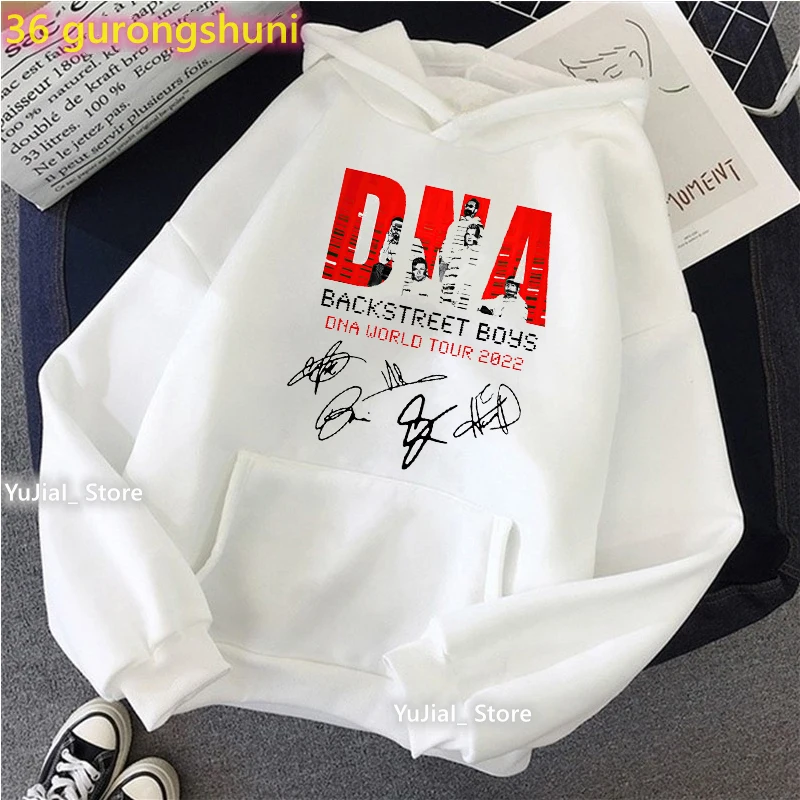 Backstreet Boys Dna World Tour-Sudadera con capucha para mujer, ropa de moda Harajuku con estampado gráfico, Tops blancos, grises y rosas, 2022