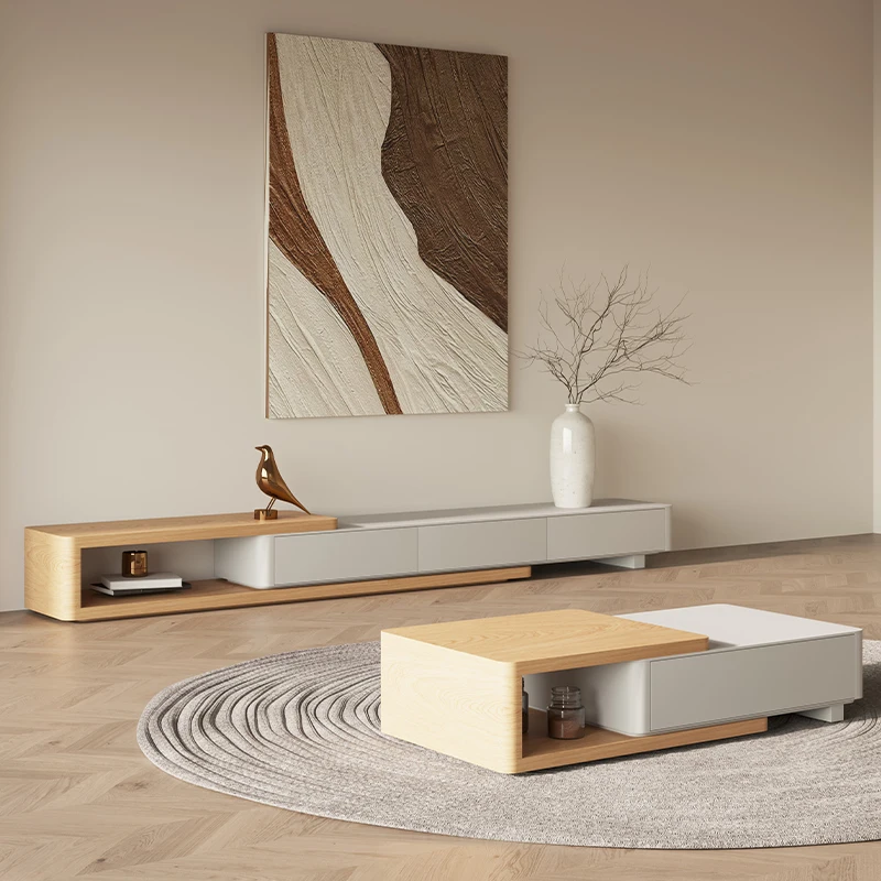 

Modern Wood Extendable Tv Stands Cabinet Living Room Rectangular TV Unit Stand Furniture With Storage Drawers