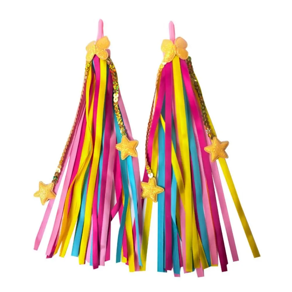 1pair Sparkly Ribbon Style Bike Streamers Lightweight Playful Handlebar Streamers Colorful Bike