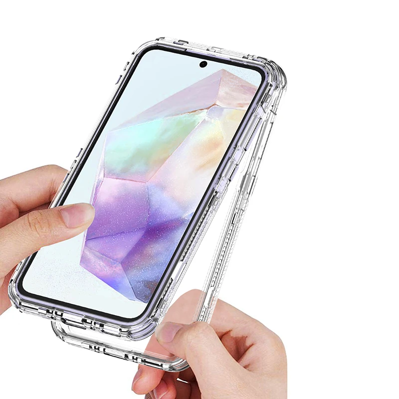 3 in 1 Armor Shockproof Case For Samsung Galaxy A17 A26 A36 A56 A16 S25edge S24 Plus FE Clear Transparent Dual Layer Back Cover - náhled 3