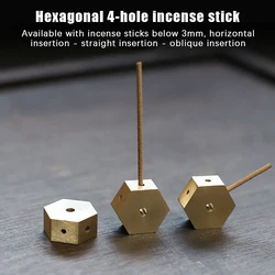 Hexagonal Solid Brass Four Hole Fragrant Stick Holder Incense Holder Household Indoor Line Incense Burner Home Decor Craft