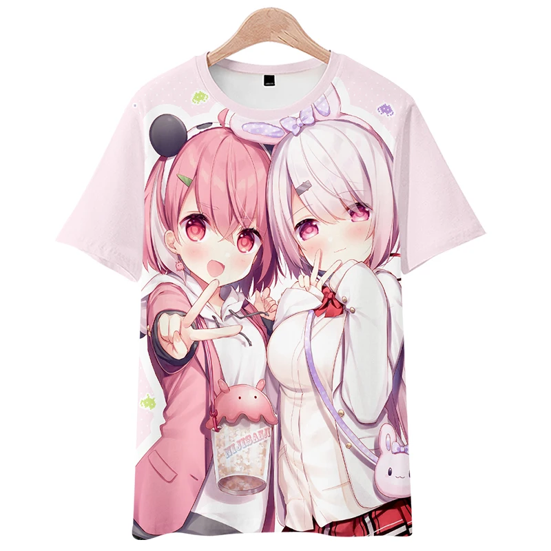 VTuber Virtual Singer Sasaki Saku Anime Short Sleeve T-Shirt Casual Sweatshirt Adult COS Full Color Plus Size Fashion Clothes