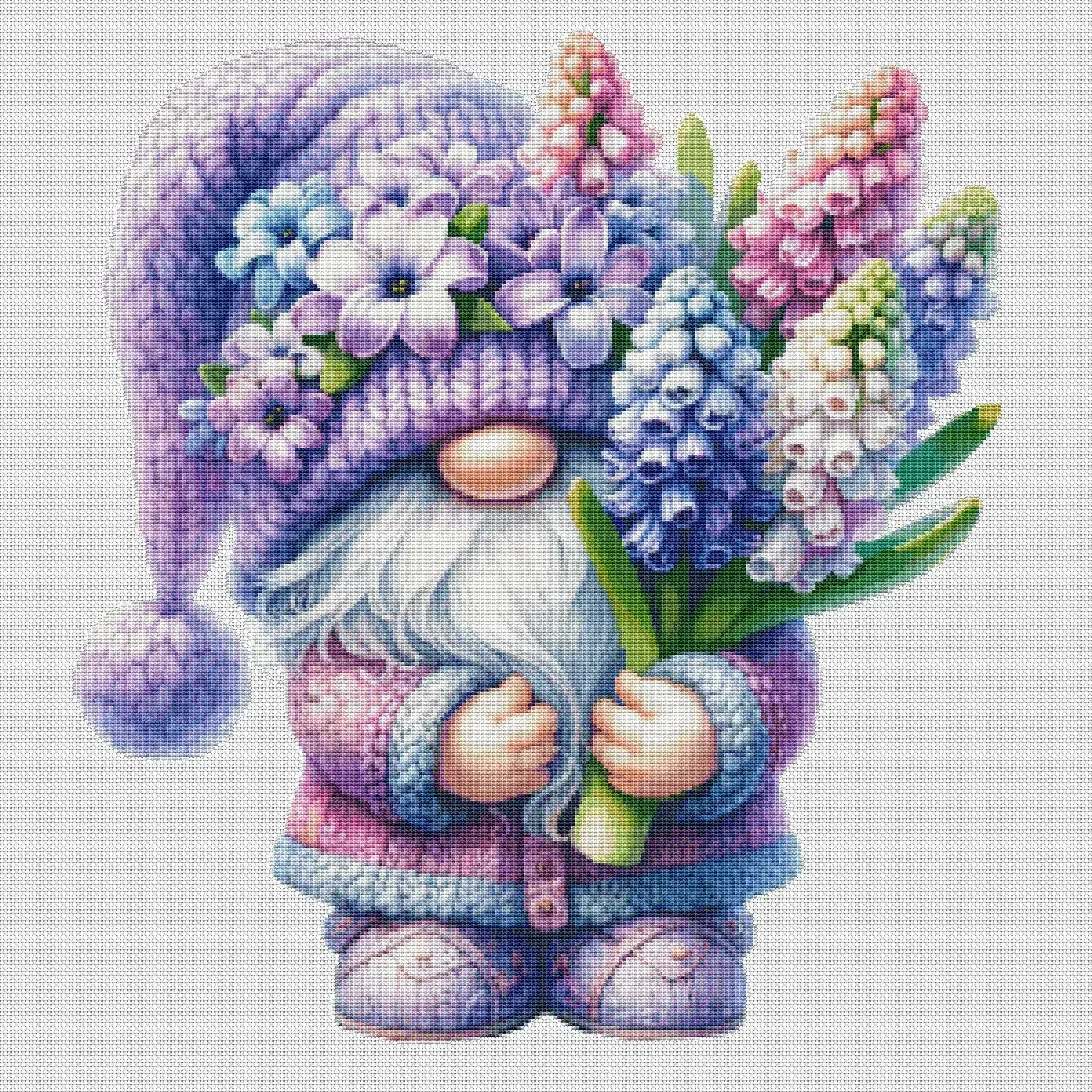 [ZZ4936-Hyacinth Dwarf] Stamped Cross Stitch Kit 11CT 14CT 16CT Pre Printed Canvas Cotton Threads DIY Embroidery Home Wall Decor