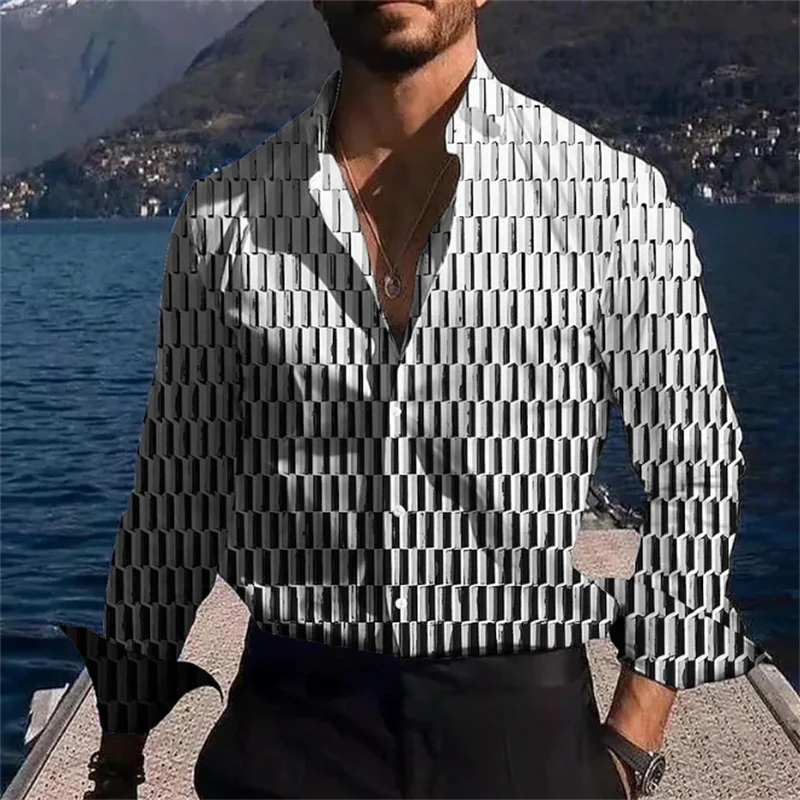 

Autumn Men's Casual Versatile Fashion Street Men's Shirt Lapel Single Breasted Shirt Men's eagle Long Sleeved Shirt Male Top