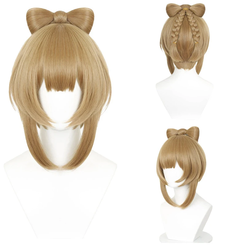 

Yaoyao Brown Anime Cosplay Wig with Bow & Braids Heat Resistant Synthetic Hair for Daily Wear Halloween Costume Event