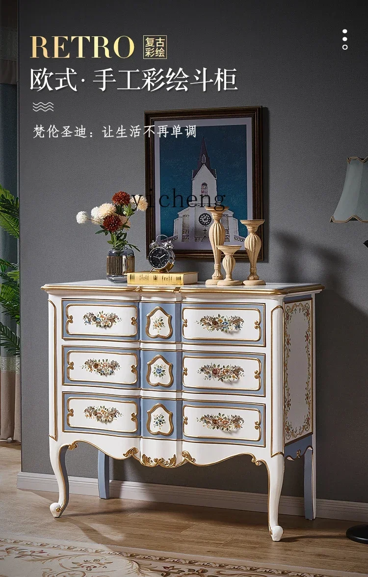 

U29 white painted chest cabinet bedroom solid wood storage living room dining side porch storage side cabinet