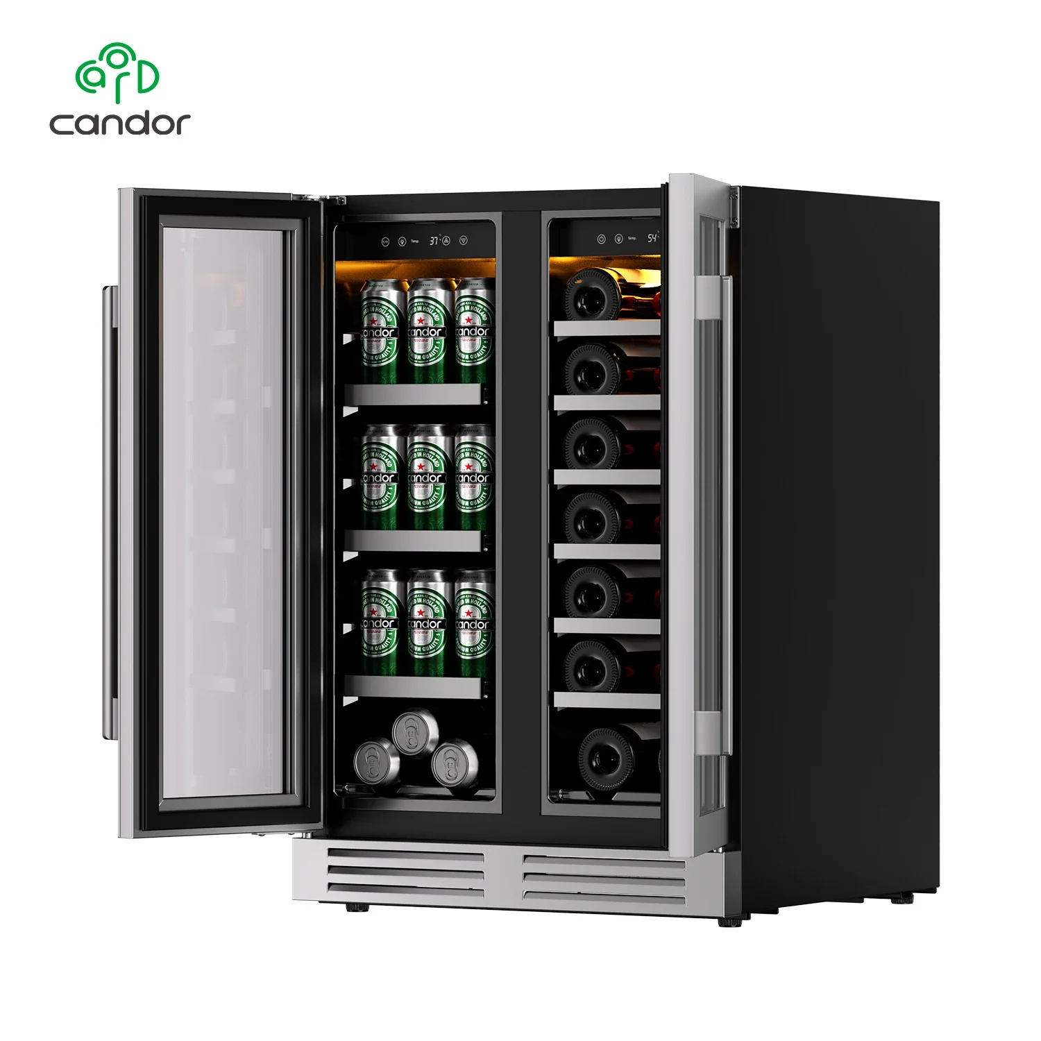 # for Dual Zone Wine Cooler, 36-Bottle Stainless Steel Beverage Fridge, Compressor Wine Cellar, Under Cabinet Built-in Fridge