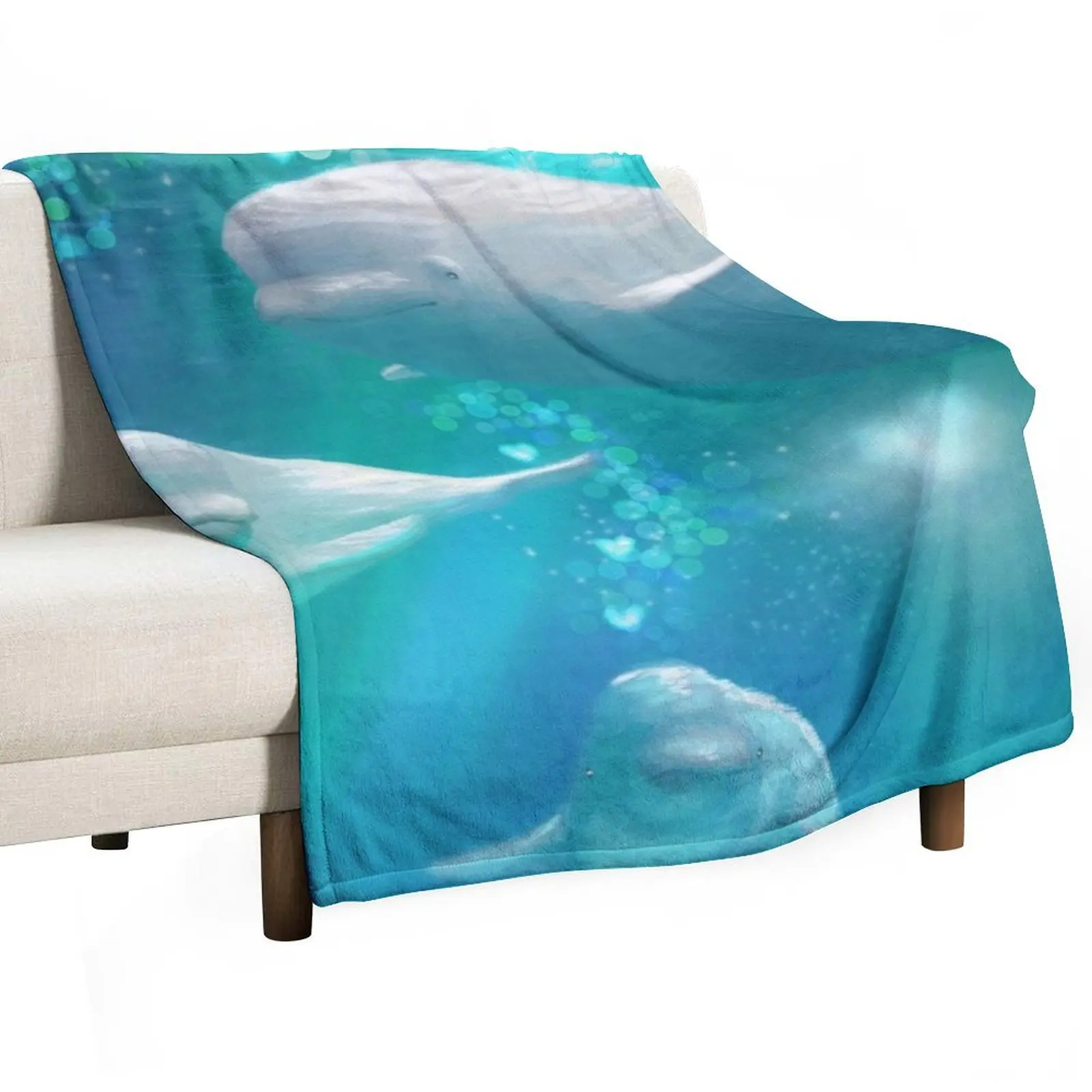 

Blue Beluga Family Throw Blanket wednesday Sofa Quilt anime Hair Blankets