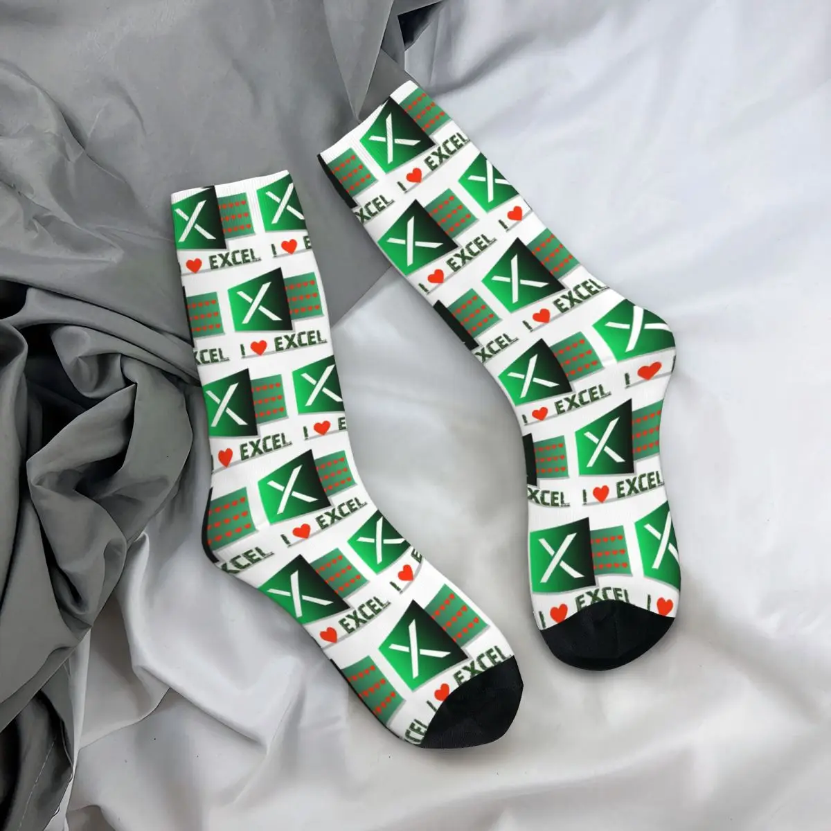 جميع المواسم أحب Excel Socks Harajuku Crew Socks جوارب مضحكة للرجال والنساء هدايا عيد الميلاد