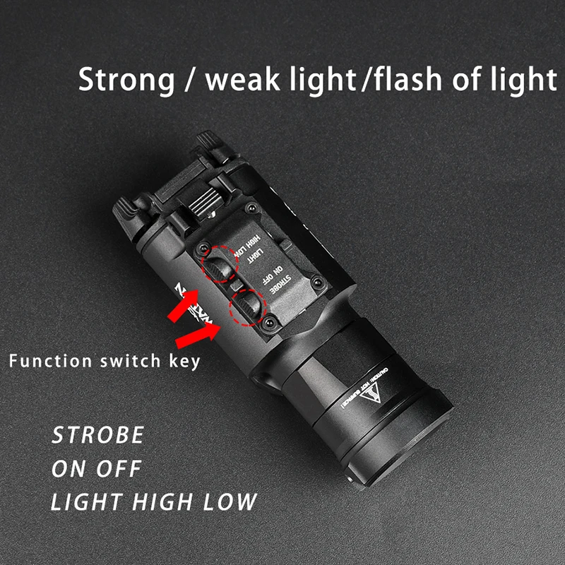 Latarka taktyczna XH35 1000 lumenów z podwójnym wyjściem światła LED, biała, do montażu na szynie Picatinny, kompatybilna z pistoletami zabawkowymi, z funkcją stroboskopu, do użytku myśliwskiego.