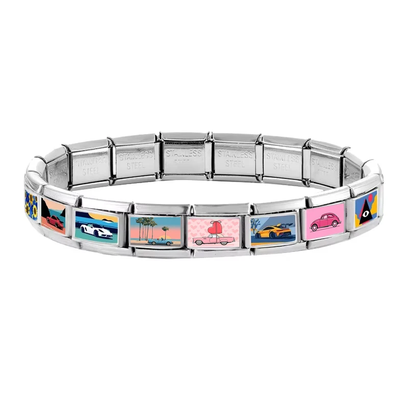 Vintage Car Fashion Classic Car Sport Car Colorful Italian Charms Fit 9mm Stainless Steel Women Bracelet DIY Jewelry Gift 2026