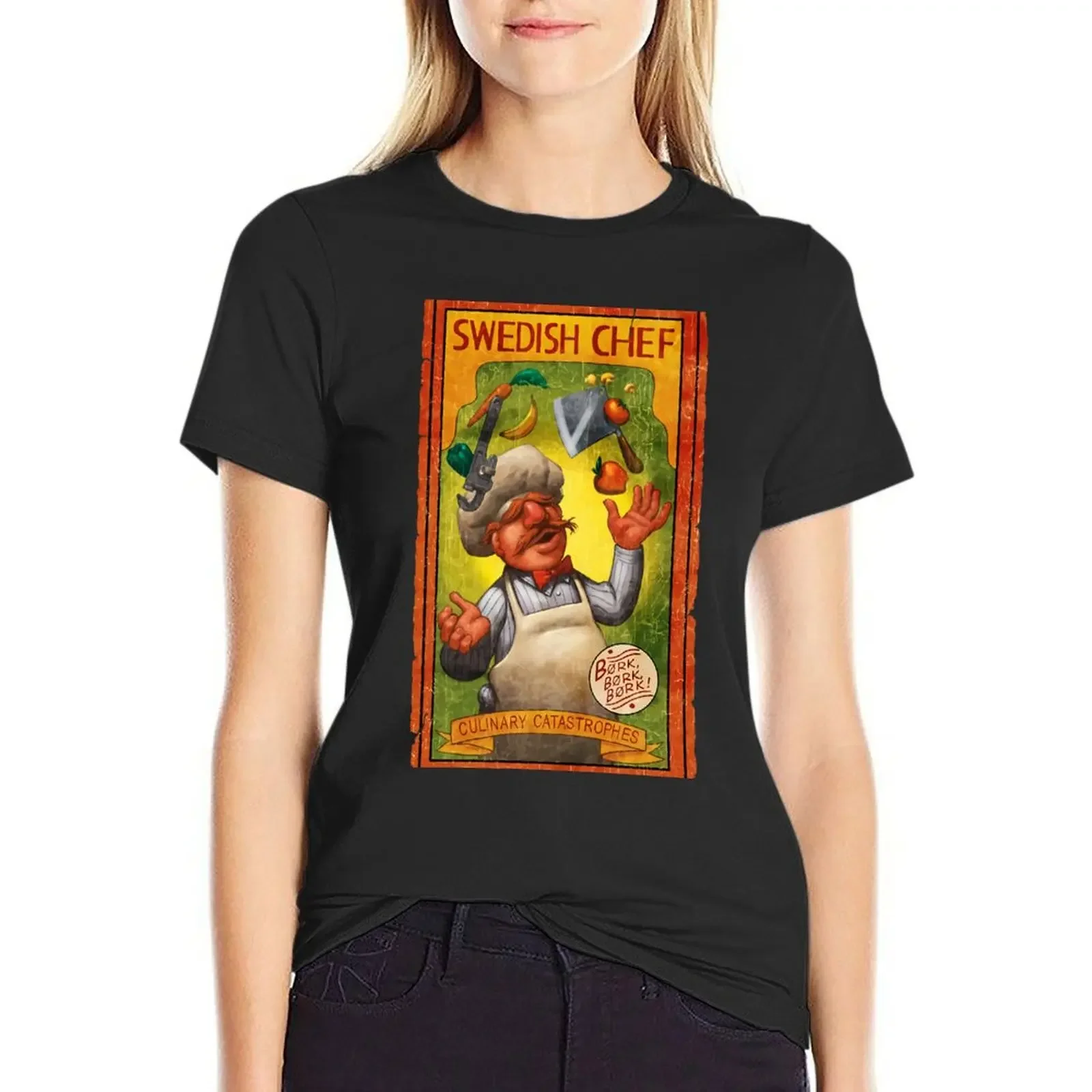 

SWEDISH CHEF BORK BORK BORK T-Shirt hippie clothes Blouse summer top oversized t-shirts for Women loose fit