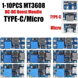 1-10PCS MT3608 Adjustable Step Up Module Voltage Regulator Micro/TYPE-C Plug 2V-24V to 5V-28V 2A Step-Up DC-DC Boost Converter