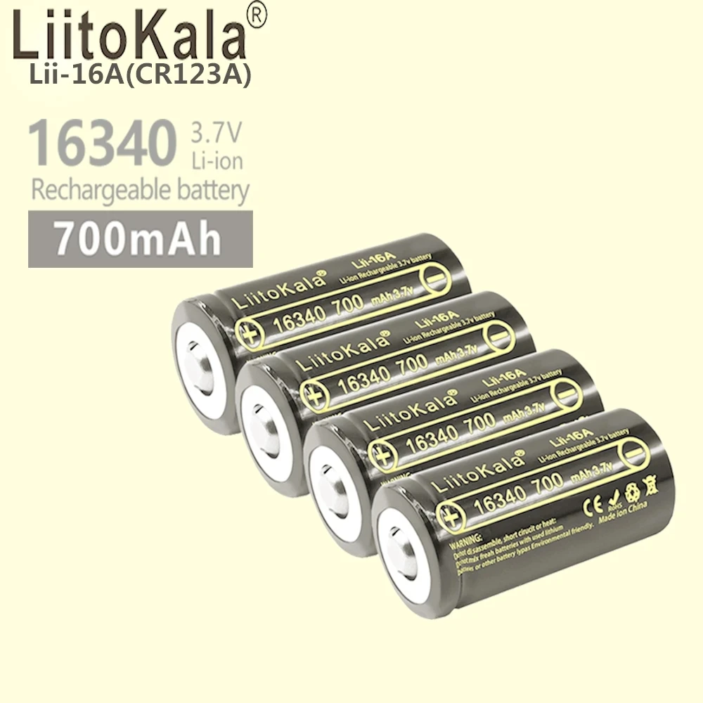 LiitoKala Lii-16A RCR123A 3.7V 16340 700mAh Rechargeable Battery For Arlo HD Camera And Reolink argus 3.7V cr123a Rechargeable