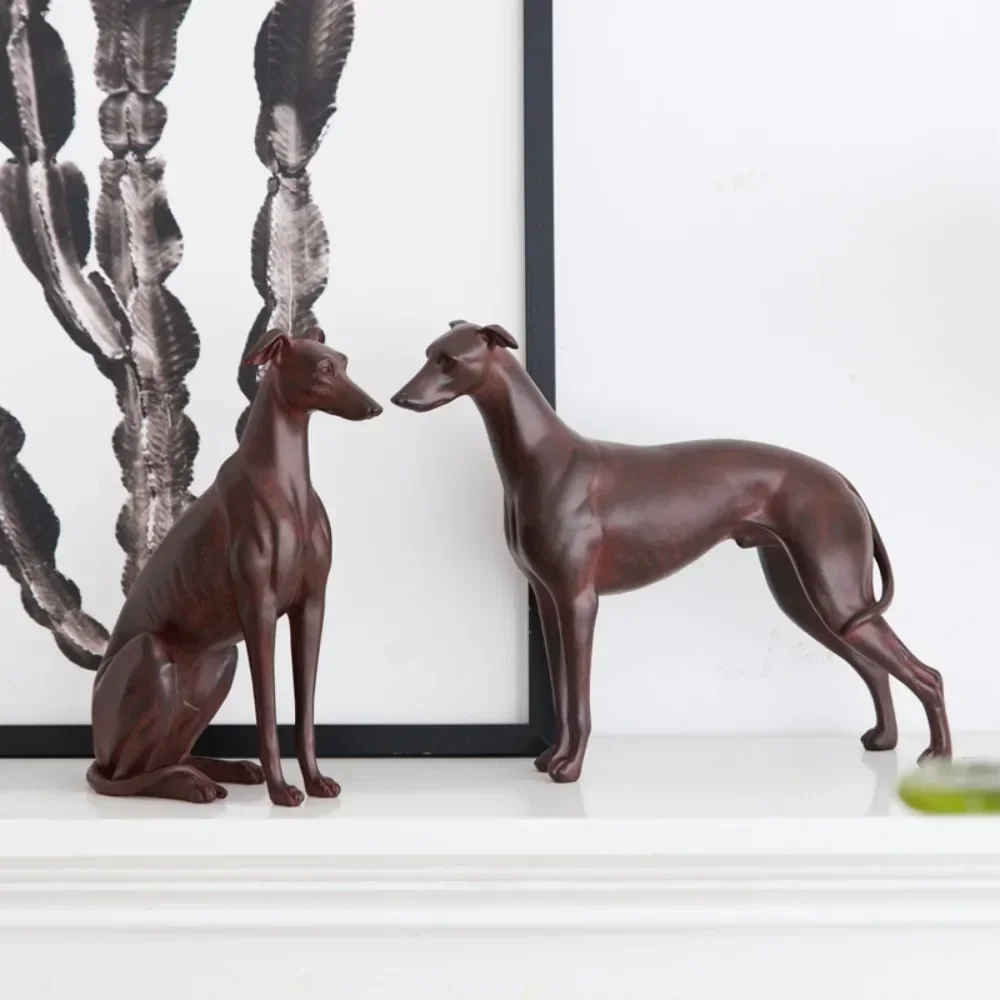 Imitation Resin Greyhounds, Animal Sculpture Ornaments for Pet Dogs, Living Room Desk Decoration