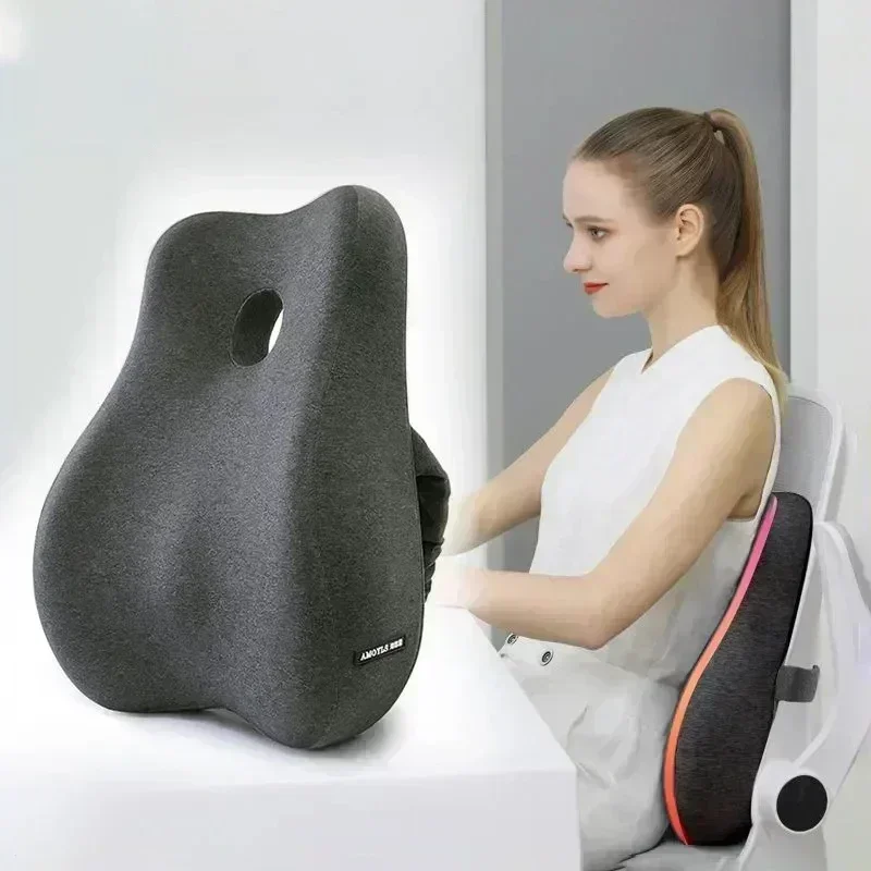 Memory Foam Office Chair Cushion Car Seat Support Waist Pillow Massage Lumbar Pain Relief Cushion Slow Rebound Orthopedic Pillow