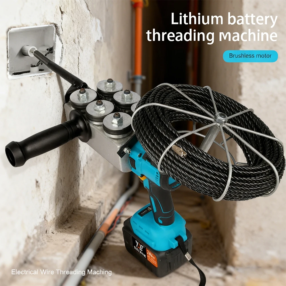 

Electrical Wire Threading Machine Lithium Battery-powered Automatic Electrician Wire Puller Cordless Threader Wire Feeding Tool