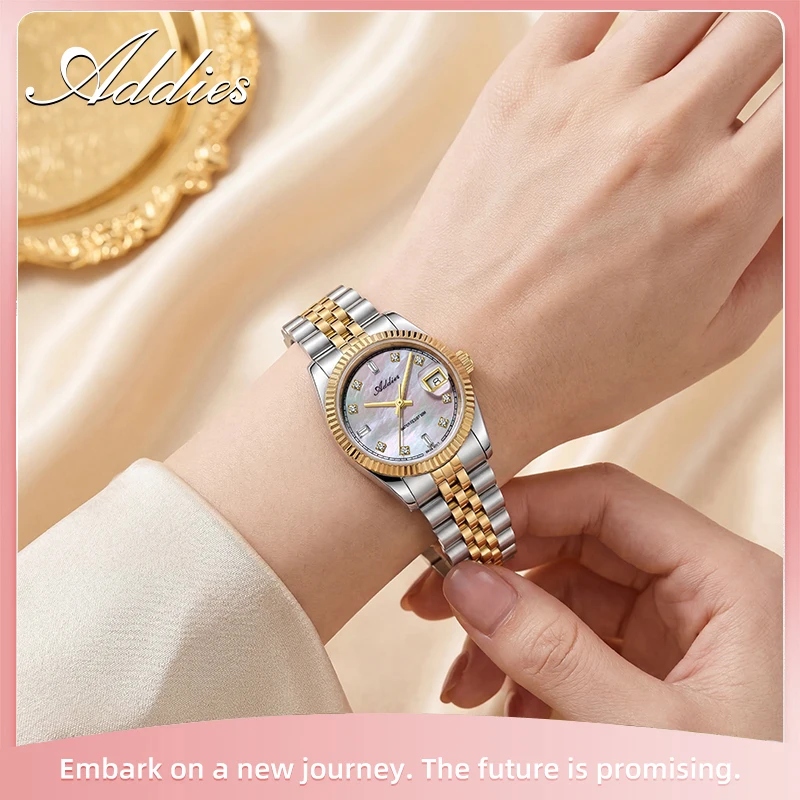 

Addies Ladies Watch Czech Rhinestone Swiss 585 Quartz Watches Sapphire Glass Waterproof Stainless Steel Business Watch For Women