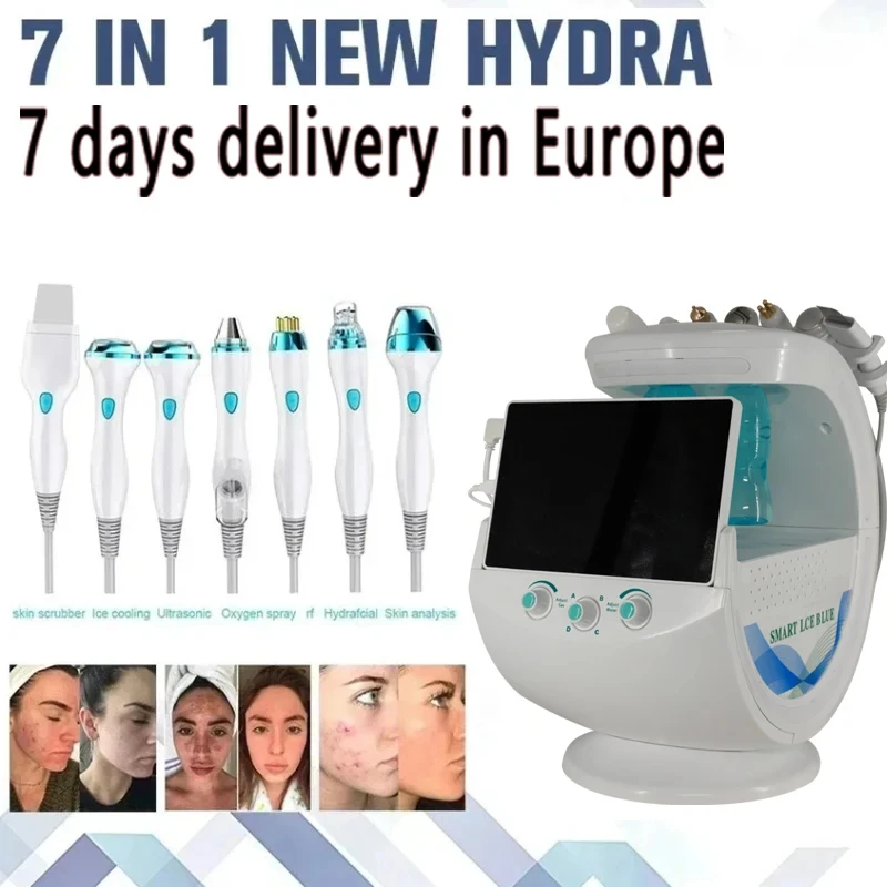 Multi Functional 7-In-1 Intelligent Ice Blue Facial Analyzer Care Machine Diamond Moisturizing And Skin Grinding Machine