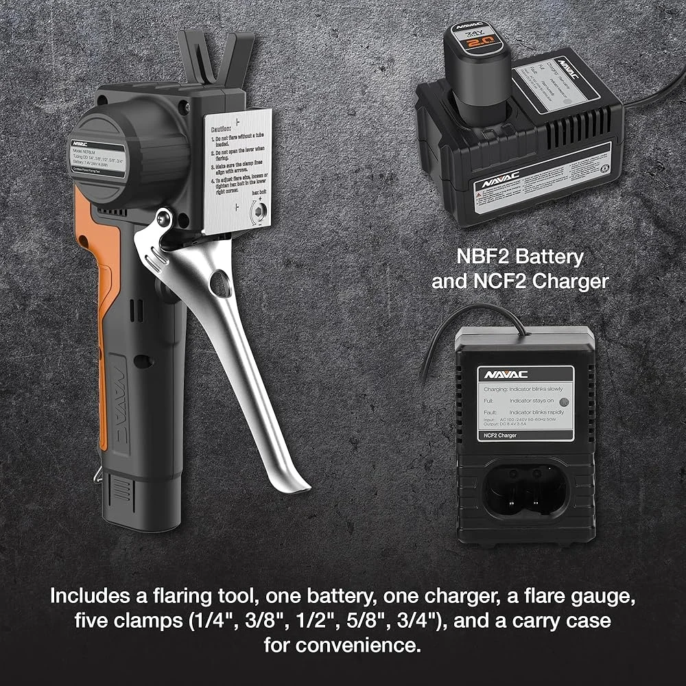 NEF6LM BreakFree Flaring Tool Cordless Copper Pipe Flare Tool Rechargeable Battery LED Flashlight 5 Size Flare Gauge Included