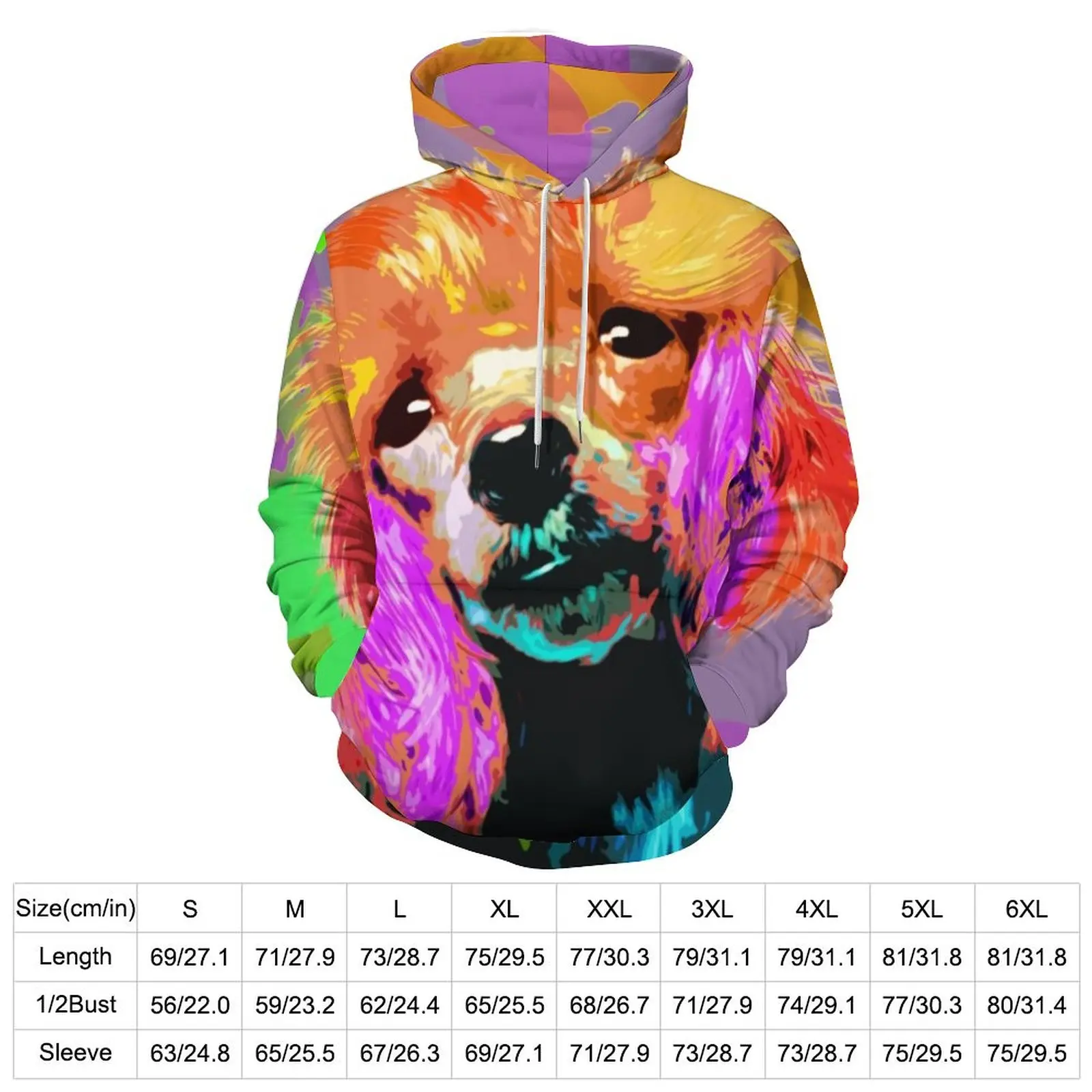 Toy Poodle Print Casual Hoodies Men Fun Pop Art Kawaii Pattern Hooded Sweatshirts Winter Long-Sleeve Loose Oversize Hoodie