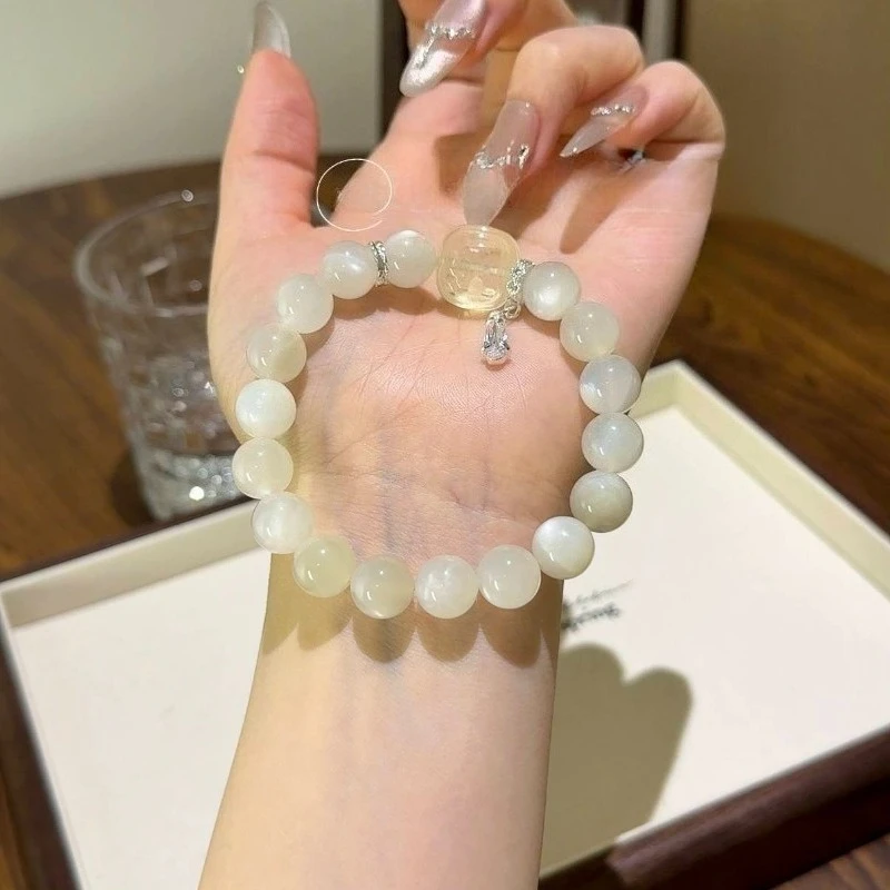 

Reiki Healing Stone White Moonlight Citrine Zakiram Bracelet Loose Stone Beads for Jewelry Making DIY Bracelet