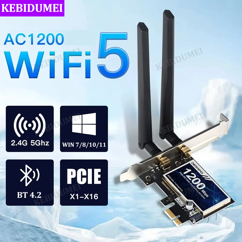 PCI-E WiFi Adapter Bluetooth 4.2 Dual Band 2.4G 5G PCIe Wireless Network Card PCI Express Network Adapter For Win 7/8/10/11