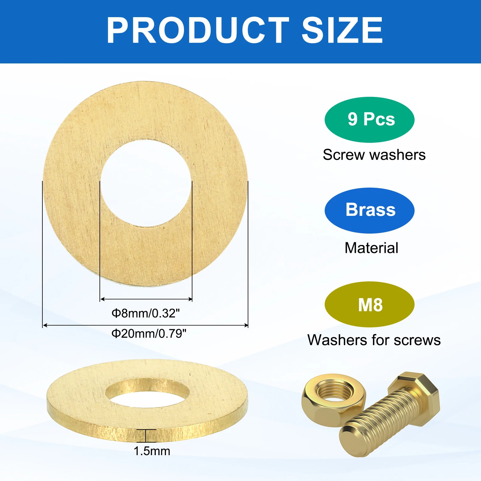 2-28Pcs Brass Flat Washer M5 M8 M10 M12 M14 M16 M18 M20 M22 M24 M27 M30 M33 Copper Washers Crush Washer for Bolts Screws