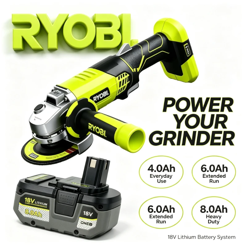 Original RYOBI ONE+ 18V 6Ah Fast Charging Lithium Battery, High Capacity Rechargeable Battery for P107 P108 DIY Workshop,6000mAh