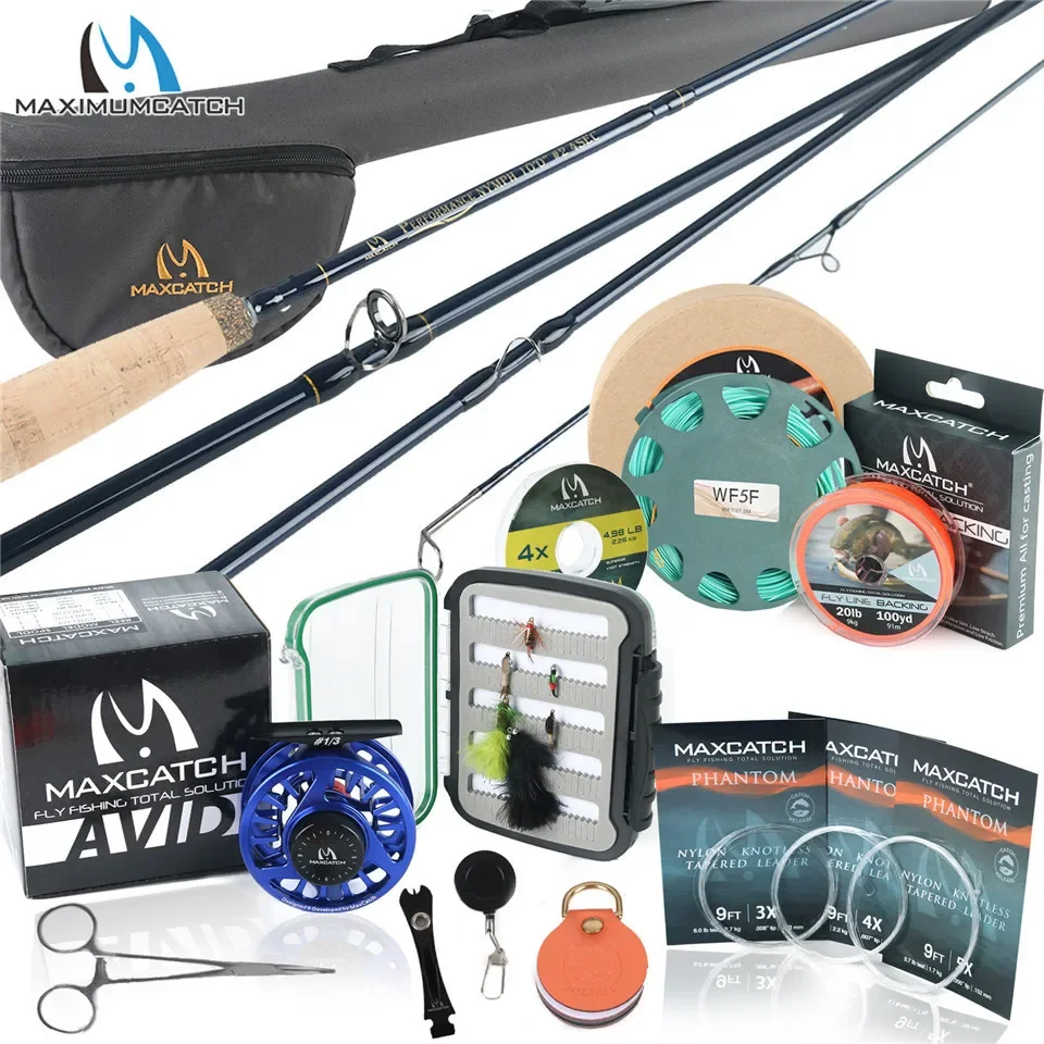 Maximumcatch 10ft 2/3/4WT Performance Nymph Fly Fishing Rod Combo Kit Euro Nymphing Rod Reel Line Flies Box Trout Fishing Set