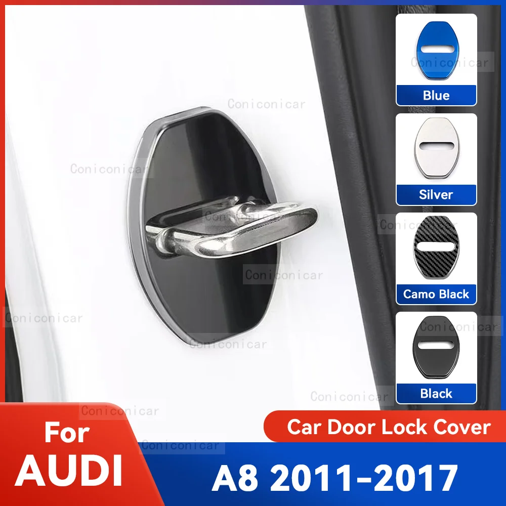 

Auto Car Door Lock Protect Cover Emblems Case Stainless Steel Decoration For AUDI A8 2011-2017 2016 Protection Accessories