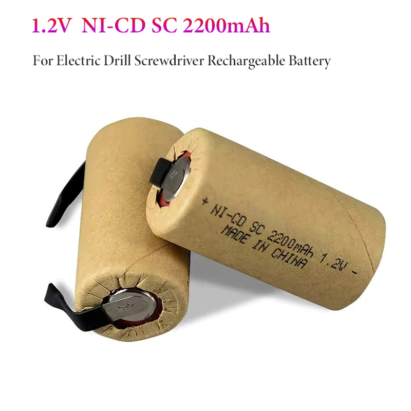 

SC Battery Screwdriver Electric Drill 1.2V 2200mah SubC Ni-Cd Rechargeable Batteries with Tab Power Tool NiCd SUBC Cells