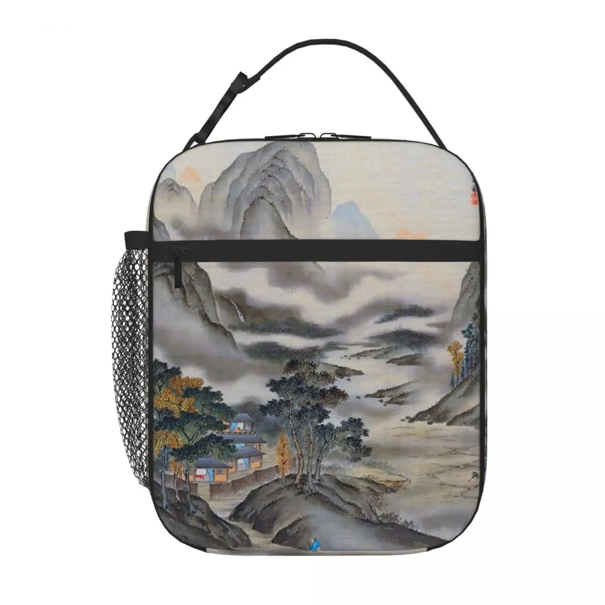 Bestselling Visiting A Friend (Restored Japanese Painting) Sweet Style Lunch Carrier Preschool Lunch Foldable Lunch Bag