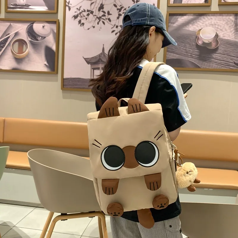 Ins Style Backpack Student Cat School Bags Casual Basic Japanese Cartoon Large Capacity Backpacks One Mengluo Cat Shoulder Bag