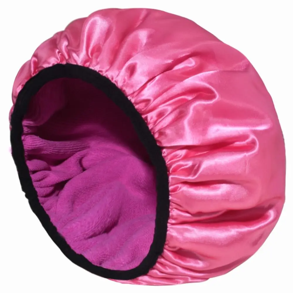 Shower Cap Terry Cloth Lined EVA Exterior Reusable Triple Layer Waterproof Large Bath Hair Cap for All Hair Hotel Travel