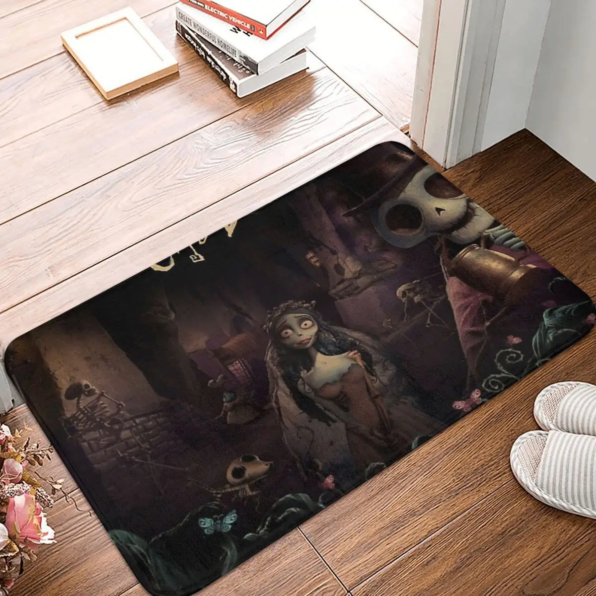 Tim Burton\'s Corpse Bride Bath Mat Victor And Emily Doormat Kitchen Carpet Outdoor Rug Home Decoration