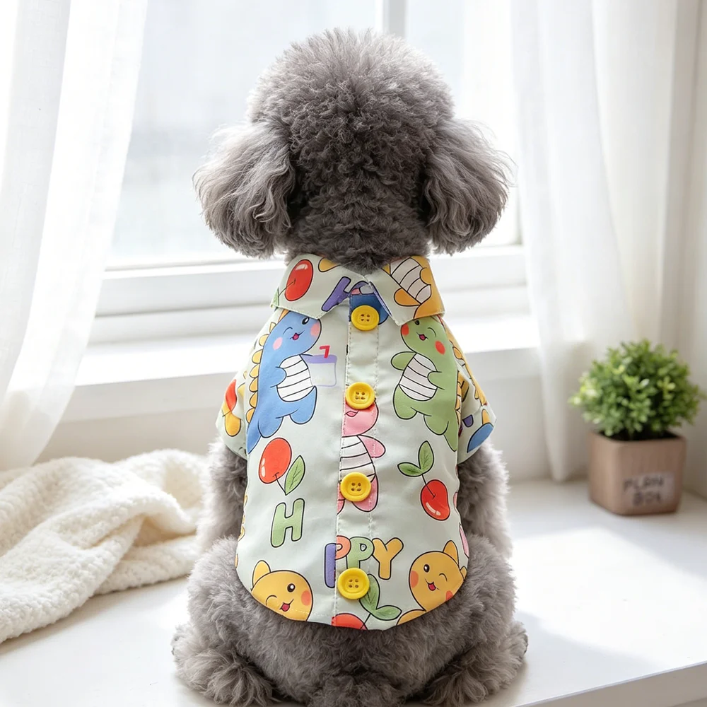 Cotton Dinosaur T-shirts For Dogs Designer Cute Clothes Apparel Little Small Puppy Animal Summer Wear Chihuahua Pugs Toy Terrier