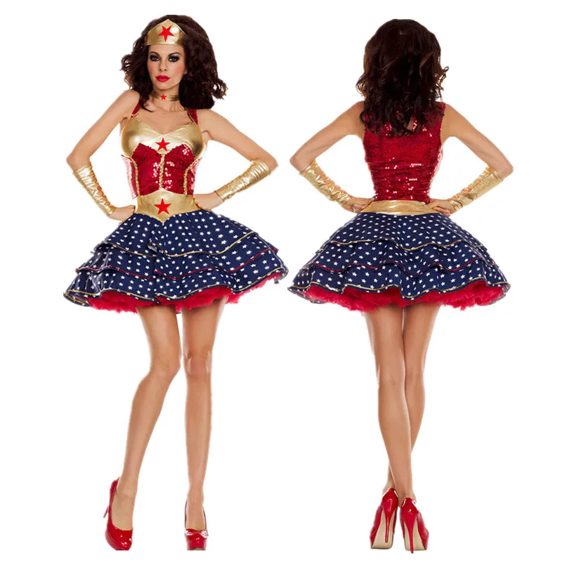 

Halloween Carnival Party Wonder Justice Fantasia Costume Purim Masquerade Super Warrior Hero Cosplay Dress