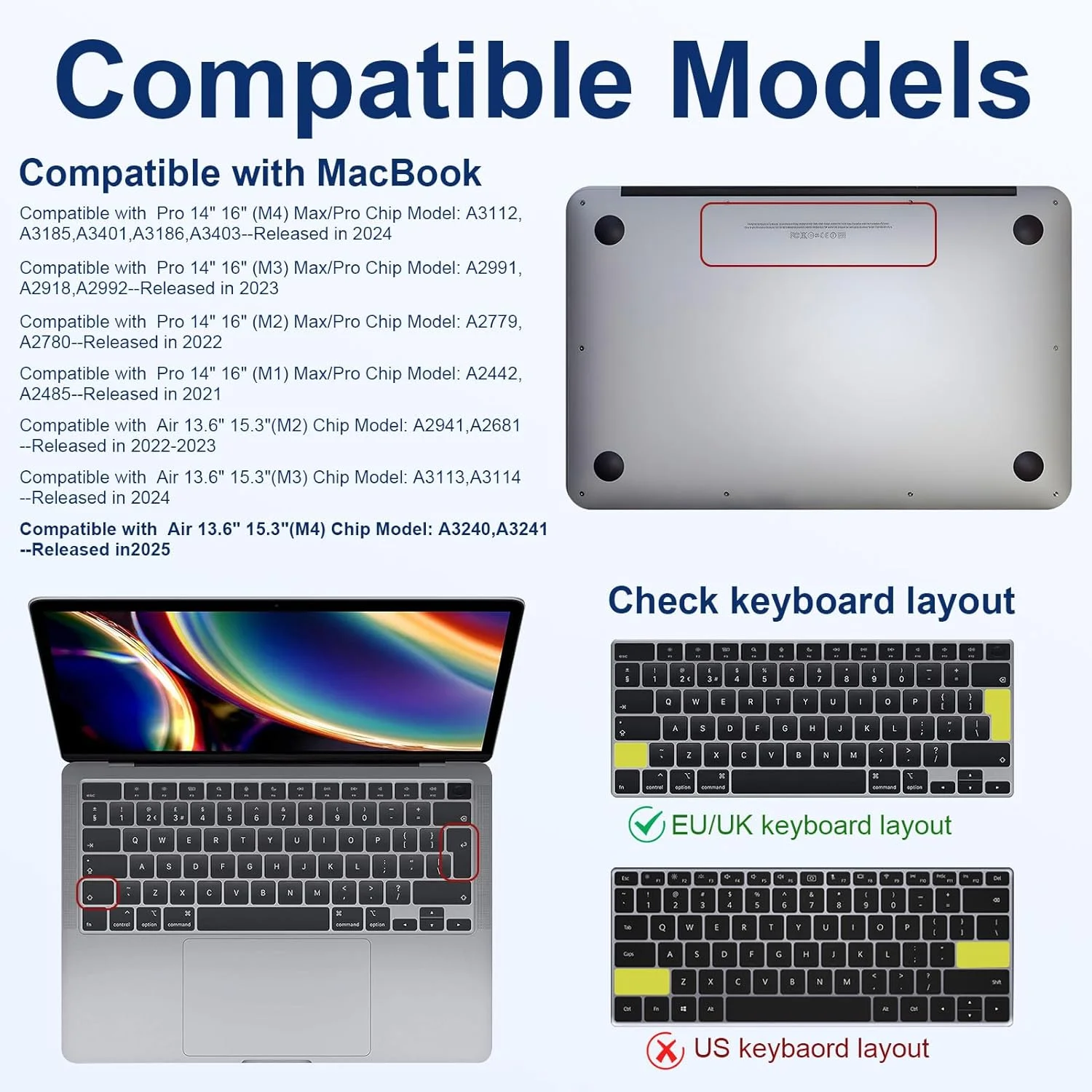 Laptop Case For Macbook Air 13.6 M5 M4 M3 M2 Chip Case,For MacBook Pro 14/16 M5 M4 M3 M2 Pro/Max Case &Keyboard Cover&Screen sav