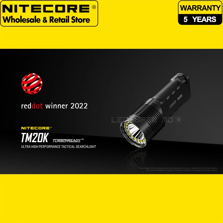 Winner of Red Dot Award NITECORE TM20K 20000 Lumen Tactical Searchlight Flashlight Built-in 9600mAh Rechargeable Battery